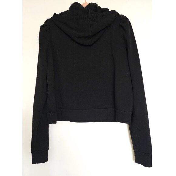 Z Supply Logan Pleated Puff Sleeve Light Fleece Cropped Hoodie L - Picture 3 of 7
